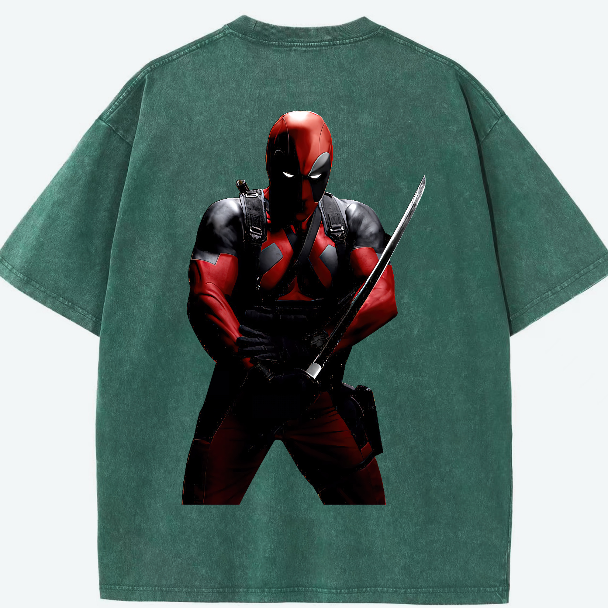 （画像用） Deadpool デッドプール 綿100% ヴィンテージ風 半袖Tシャツ（背面プリント）